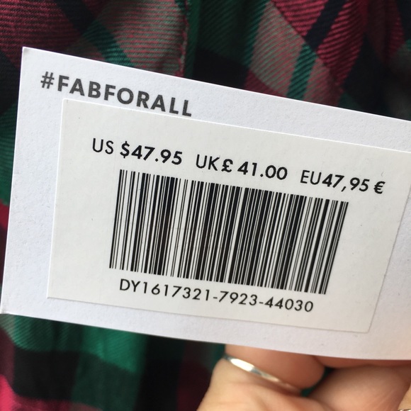 Just Fab | Red/Green Button Down Tie Tunic/Dress - Picture 7 of 8